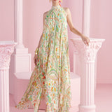 Lemon Glow Asymmetrical Embroidered Tunic Dress