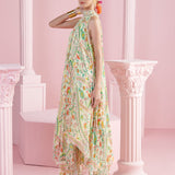 Lemon Glow Asymmetrical Embroidered Tunic Dress