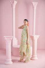 Lemon Glow Asymmetrical Embroidered Tunic Dress