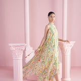 Lemon Glow Asymmetrical Embroidered Tunic Dress