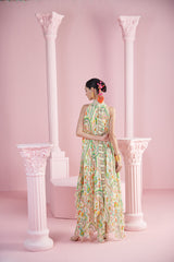 Lemon Glow Asymmetrical Embroidered Tunic Dress