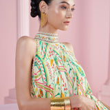 Lemon Glow Asymmetrical Embroidered Tunic Dress