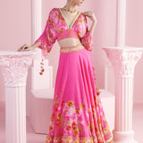 Pink Blossom Cluster Lehenga Set