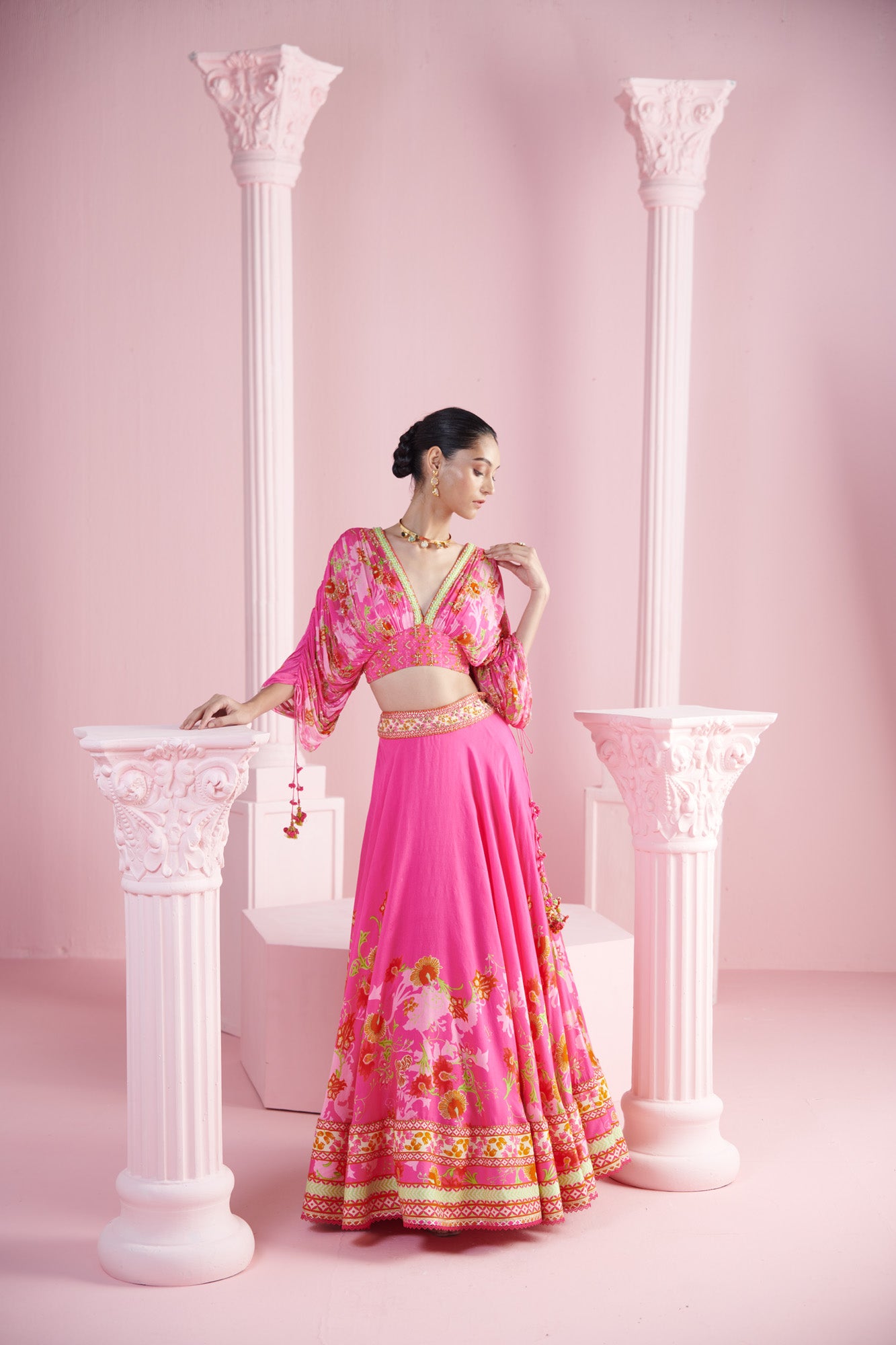 Pink Blossom Cluster Lehenga Set