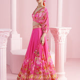 Pink Blossom Cluster Lehenga Set