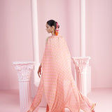 Pink Floral Blossom Flared Pants and Shrug Set