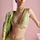 Pistachio Breeze Printed Co-Ord Set with Bralette
