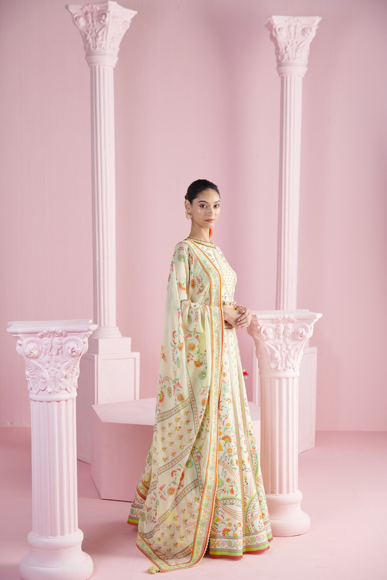 Lemon Blossom Top with Lehenga and Printed Dupatta