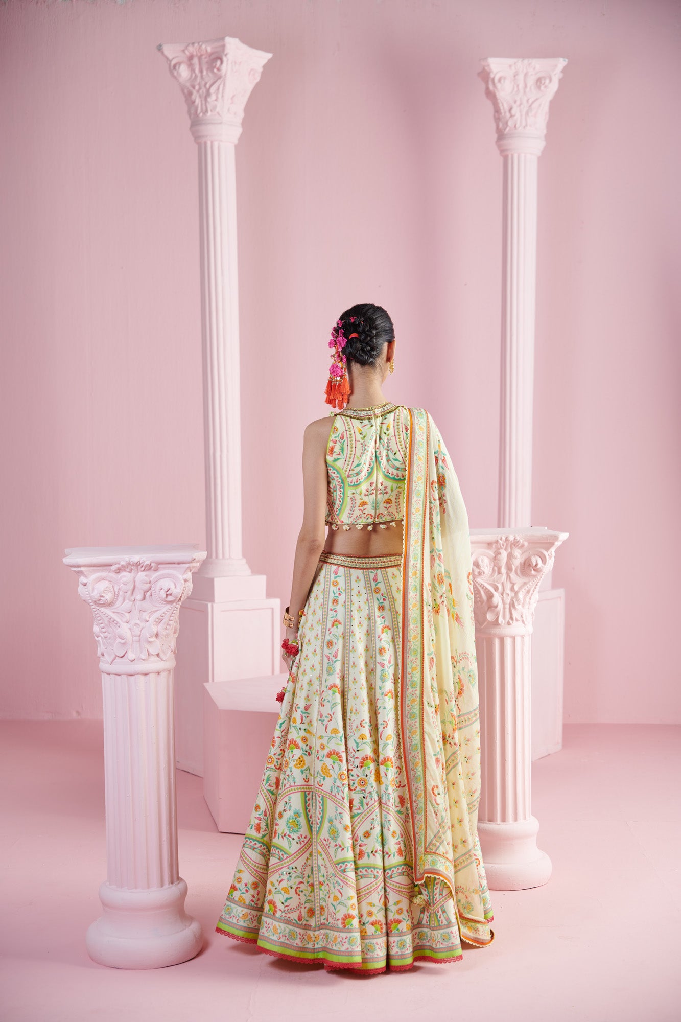 Lemon Blossom Top with Lehenga and Printed Dupatta