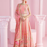 Pink Tassel Geometric Floral Lehenga Set