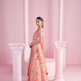 Pink Tassel Geometric Floral Lehenga Set