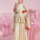 Lemon Zest Peplum Cut-Out Top and Sharara Set