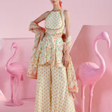 Lemon Zest Peplum Cut-Out Top and Sharara Set