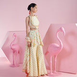 Lemon Zest Peplum Cut-Out Top and Sharara set