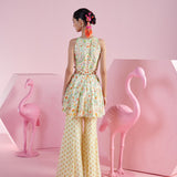Lemon Zest Peplum Cut-Out Top and Sharara Set