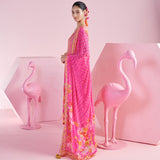 Pink Blossom Cluster Asymmetrical Kurta Set
