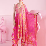 Pink Blossom Cluster Asymmetrical Kurta Set