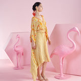 Yellow Floral Blossom Ochre Kaftan Dress