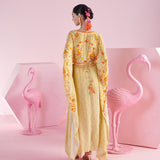 Yellow Floral Blossom Ochre Kaftan Dress
