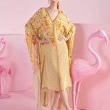 Yellow Floral Blossom Ochre Kaftan Dress