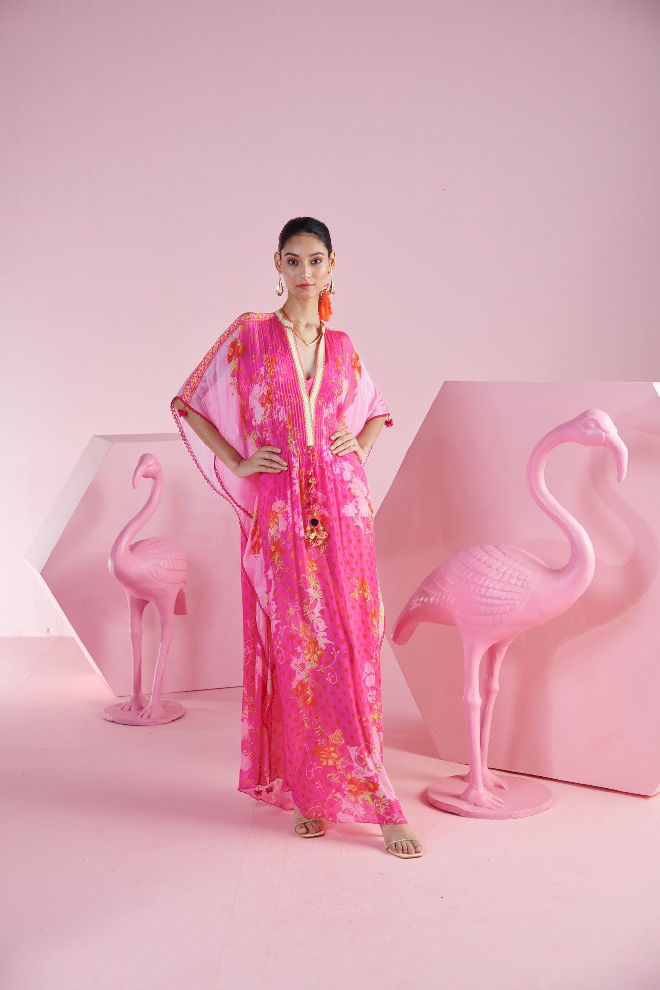 Pink Iznik Print Kaftan