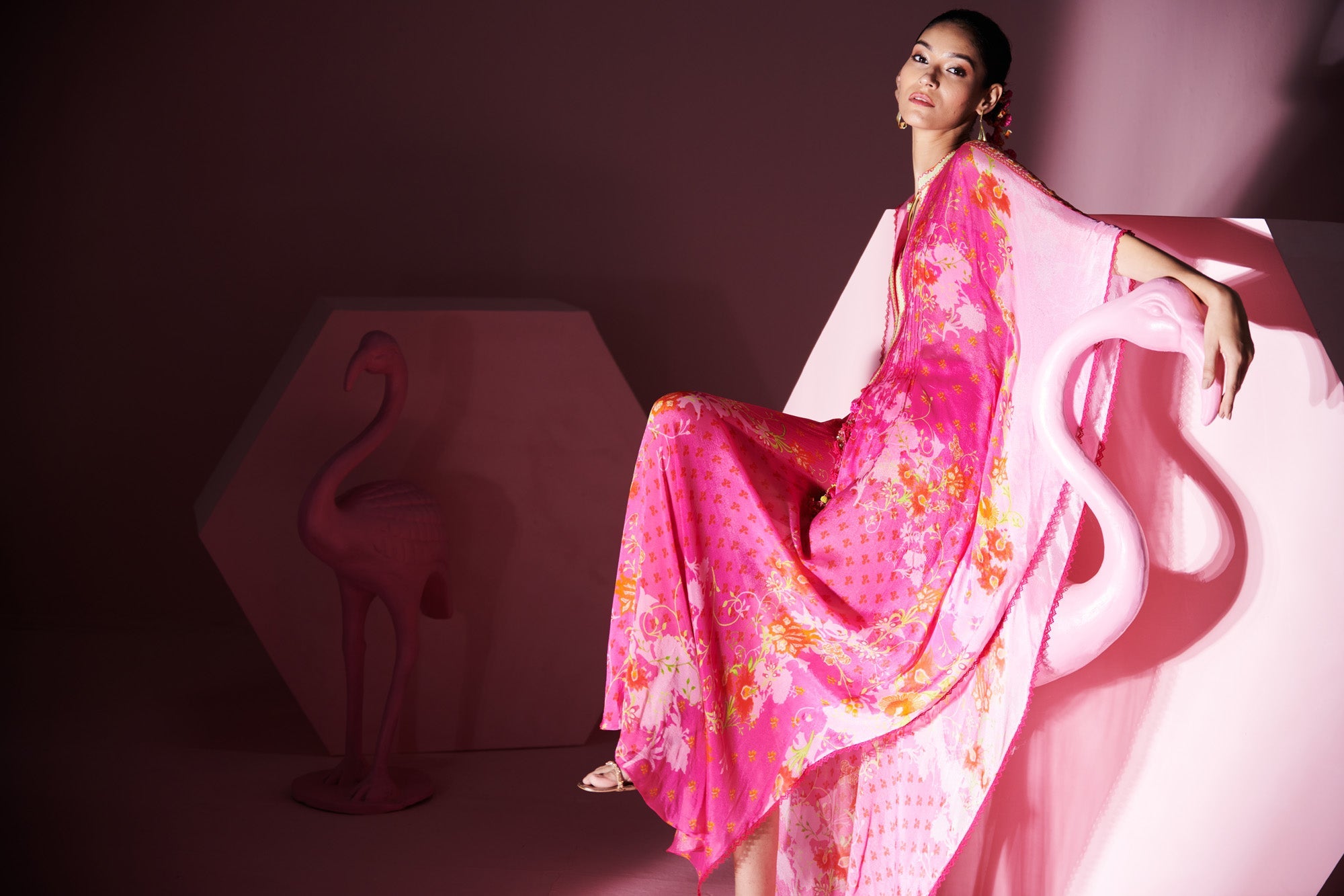 Pink Iznik Print Kaftan