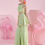 Pista Peplum Top with Flare Pants