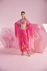 Blossom Cluster Draped Skirt Set