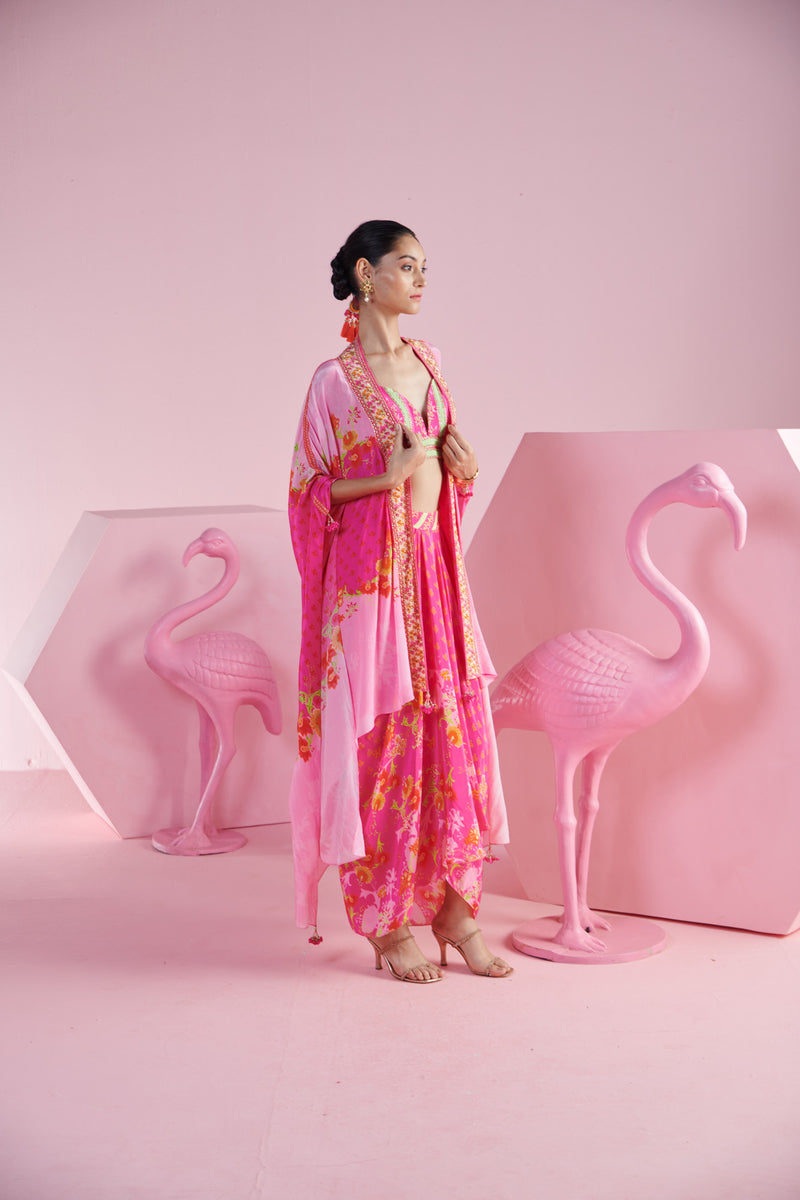 Blossom Cluster Draped Skirt Set