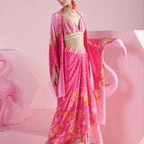 Blossom Cluster Draped Skirt Set