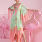 Pista iznik Asymmetrical Pink Ruffled Dress