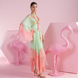 Pista iznik Asymmetrical Pink Ruffled Dress