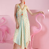Azure Breeze Asymmetrical Panel Flared Dress