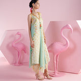 Azure Breeze Asymmetrical Panel Flared Dress