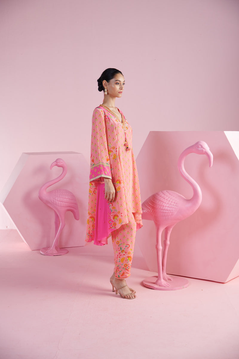 Blush Harmony Asymmetrical Kurta Set