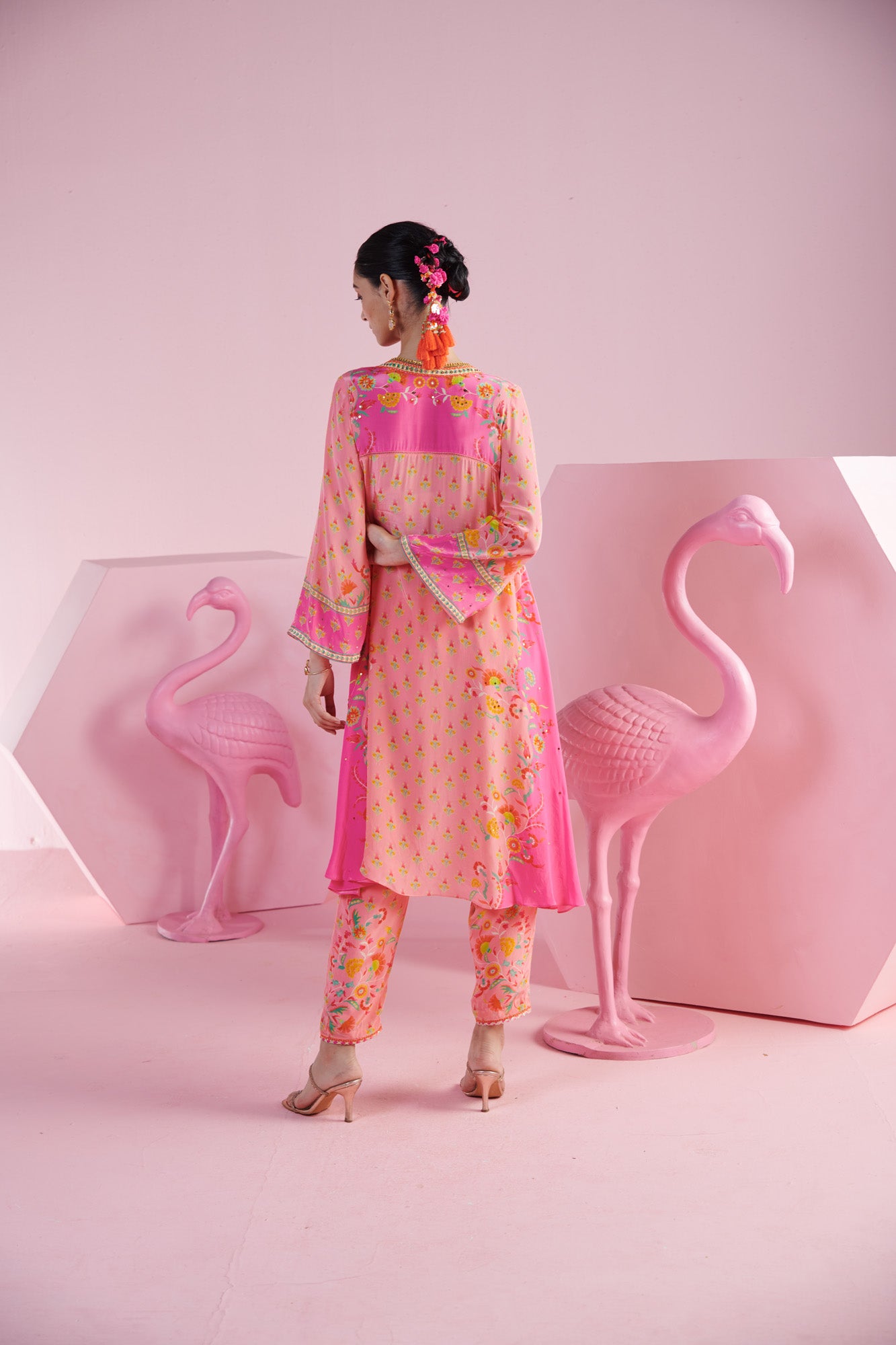 Blush Harmony Asymmetrical Kurta Set with Matching Loose-Fit Pants