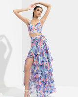 Matsu Printed Wrap Skirt Paired With Bustier