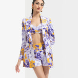 Sumire Printed Jacket Paired With Bustier And Shorts