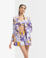 Sumire Printed Jacket Paired With Bustier And Shorts