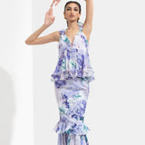 Ume Printed Halter Neck Top Paired With Skirt