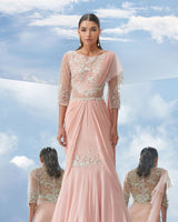 Appliqué twist drape saree
