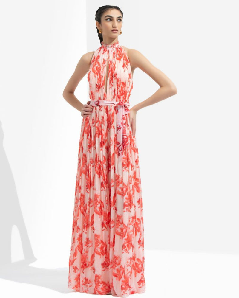 Mirrai Printed Low Neckline Jumpsuit