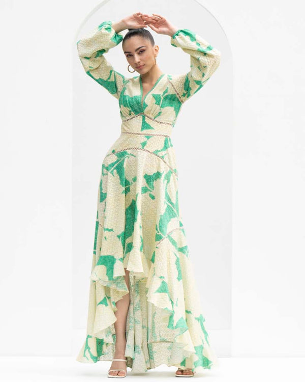 Bling texture Chantley printed high-low dress