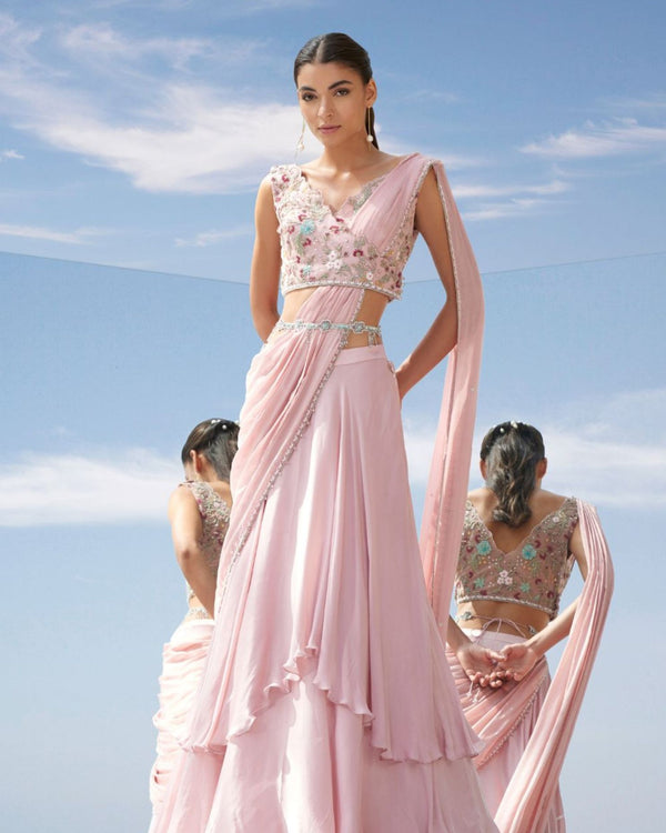 Eden pink drape saree