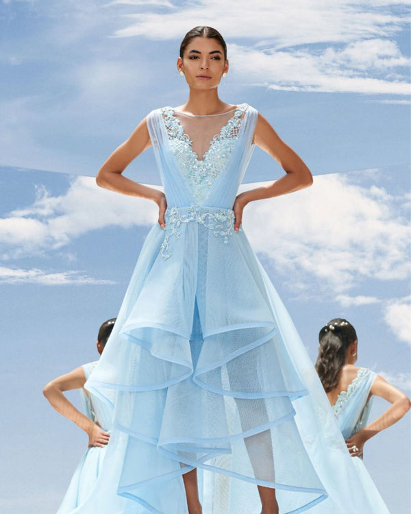Skyblue falling Leaves/flora dress