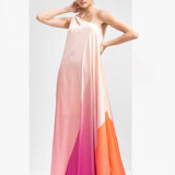 Ombre Printed One Shoulder Kaftan