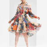 Ivory Cotton Printed Short Dress