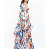 Tropical Ivory Blue Kaftan Dress