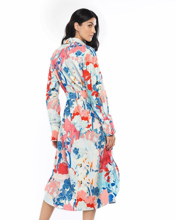 Cotton Poplin Printed Shirt Dress