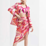 Fuchsia Abstract Printed Blazer Set